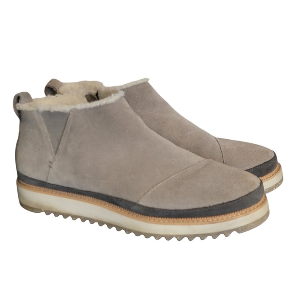 Womens Toms Marlo Boot Bootie Cement Gray‎ Size 10 Warm Zipper Closure
